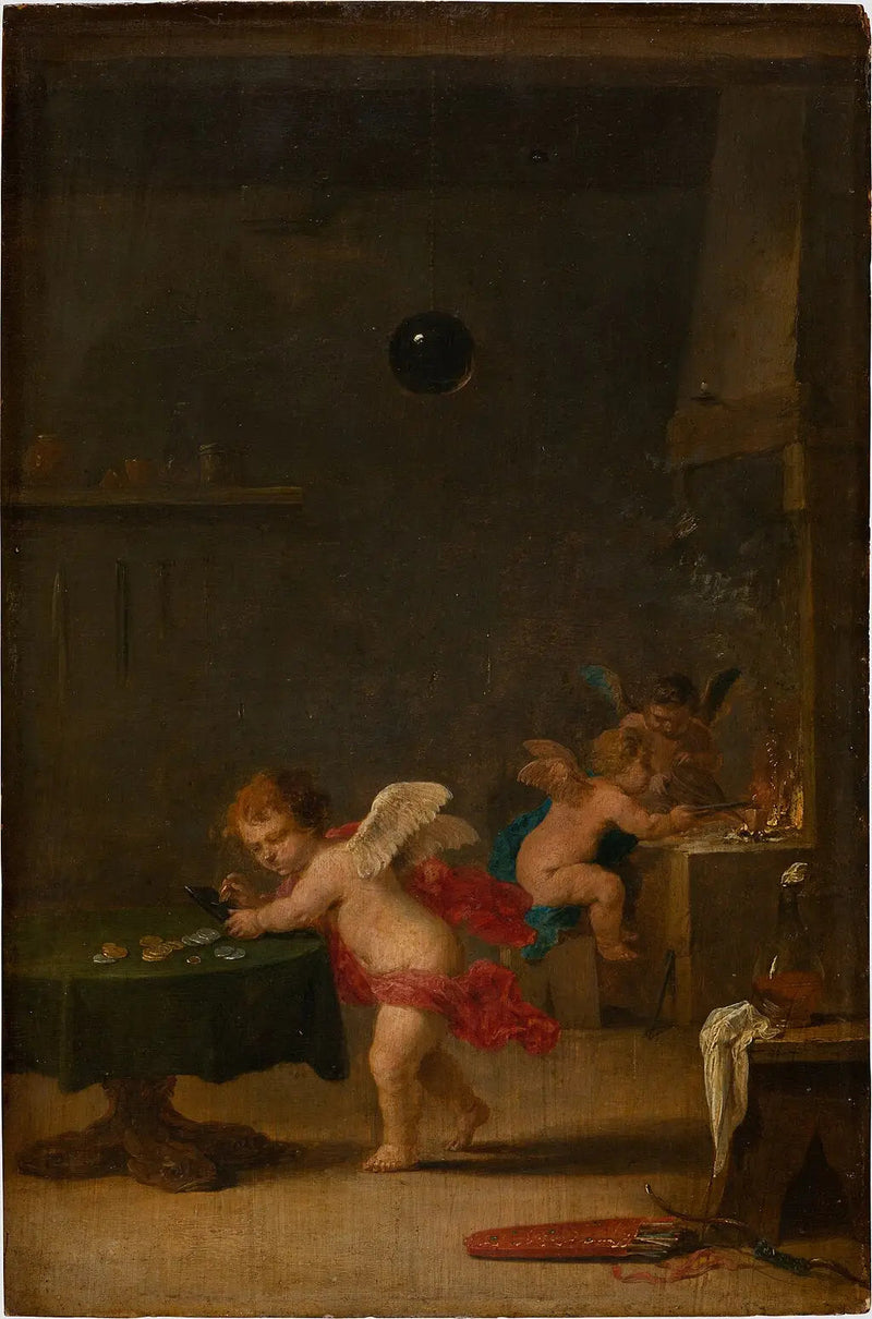 Amoretti nel laboratorio di un alchimista - David Teniers il Giovane
