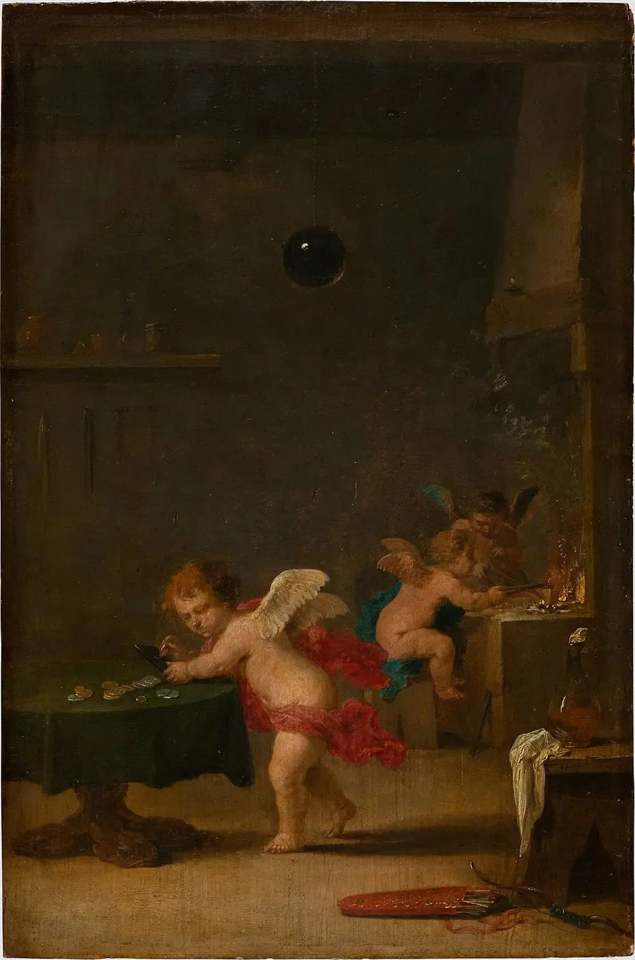Amoretti nel laboratorio di un alchimista - David Teniers il Giovane