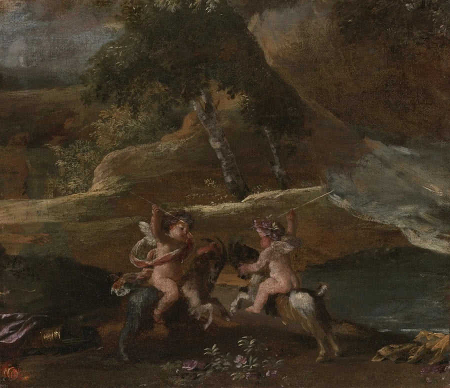 Amours chevauchant des caprioli - Nicolas Poussin