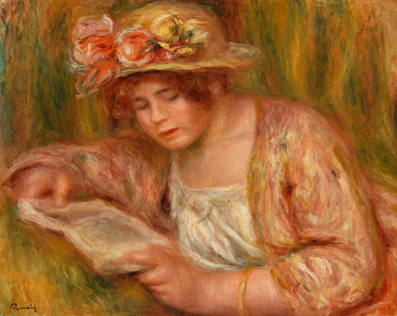 Andrée con un cappello, che legge - Pierre-Auguste Renoir