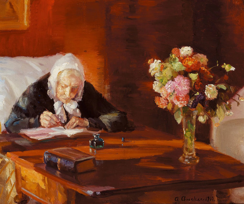 Ane Hedvig Bründum alla sua tavola - Anna Ancher