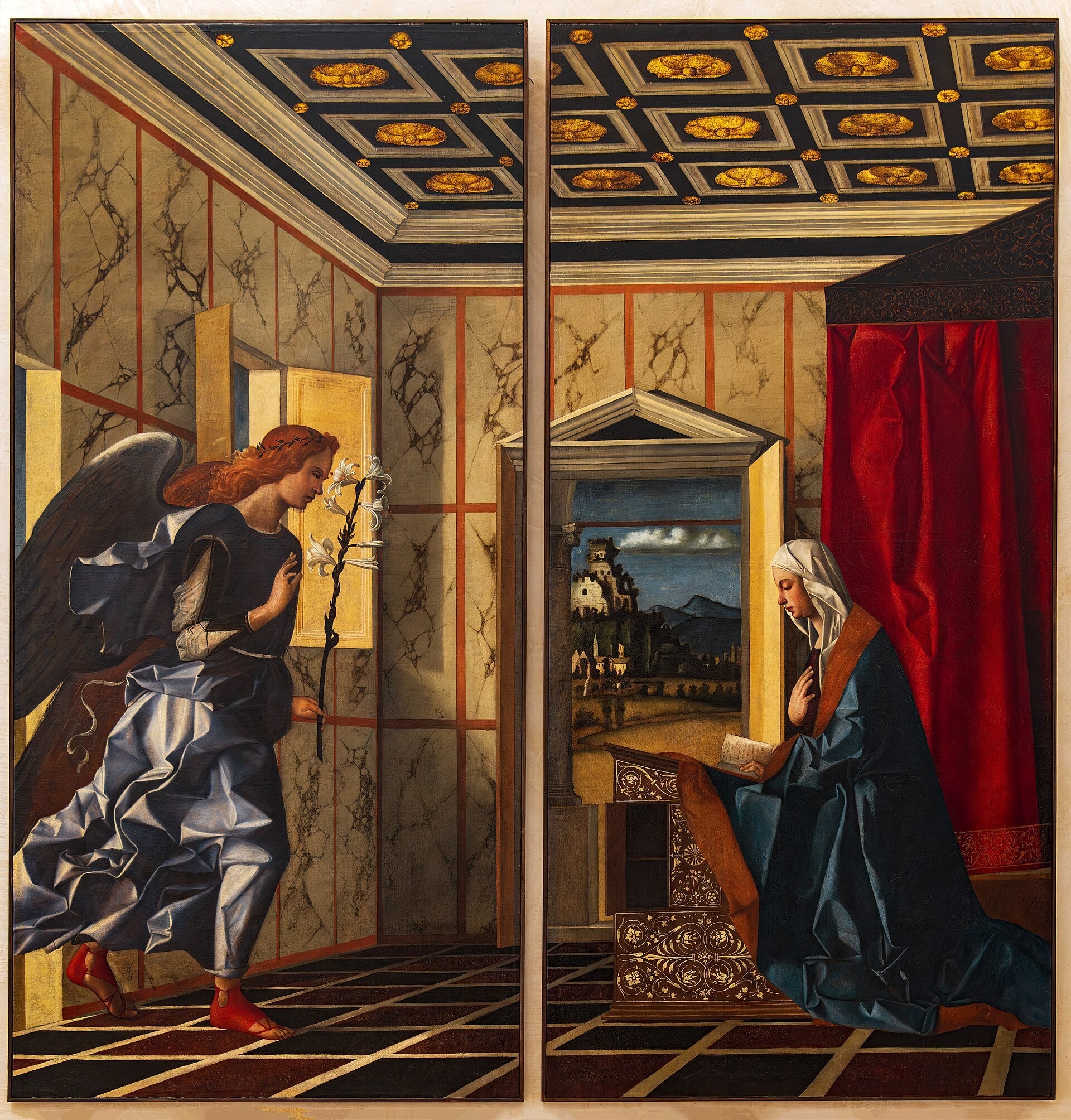 Ange de l'Annonciation, Vierge de l'Annonciation - Giovanni Bellini image 1 reproduction artisanale de tableau