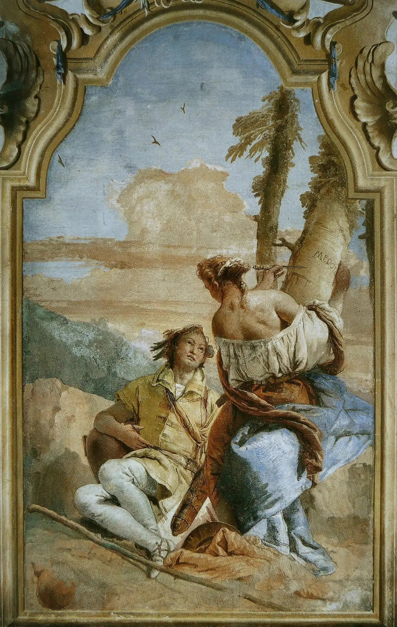 Angelica gravant le nom de Medoro sur un arbre - Giovanni Battista Tiepolo image 1 reproduction réalisée par Alpha Reproduction