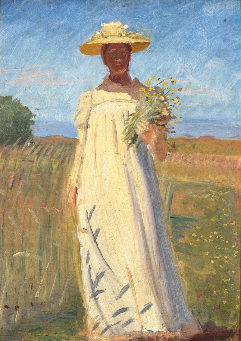 Anna Ancher di ritorno dal campo. Schizzo. -Michael Peter Ancher