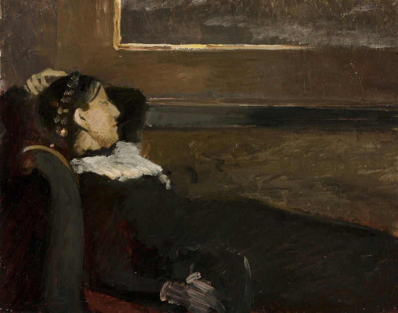 Anna Ancher riposa nella sala da pranzo del Bründum. - Michael Peter Ancher