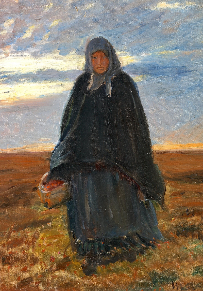 Anna Baltzer torna a casa con un cesto di bacche. - Michael Peter Ancher