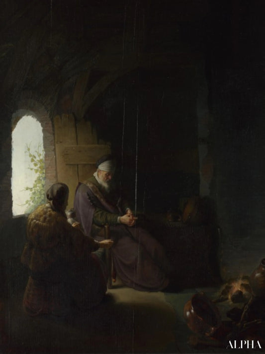 Anna et l'aveugle Tobit - Rembrandt van Rijn - Reproductions de tableaux et peintures haut de gamme