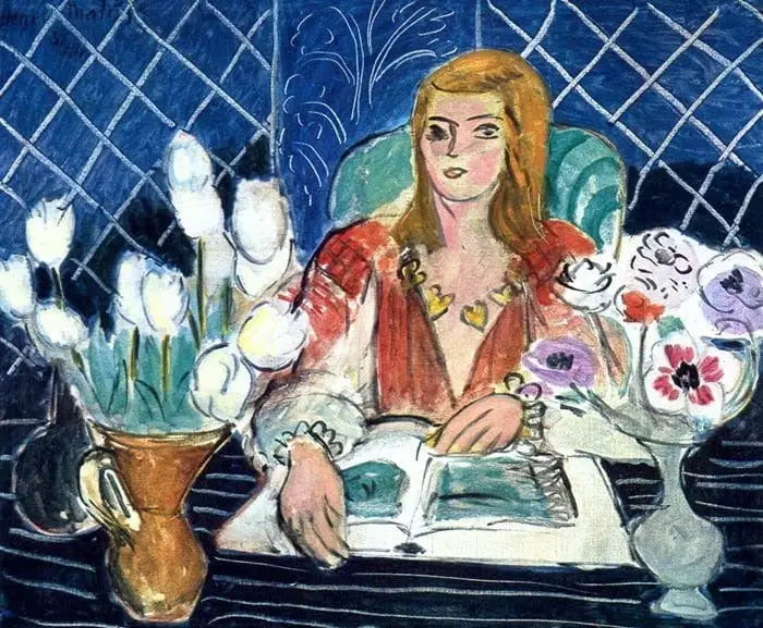 Annelies, tulipani bianchi e anemoni - Henri Matisse