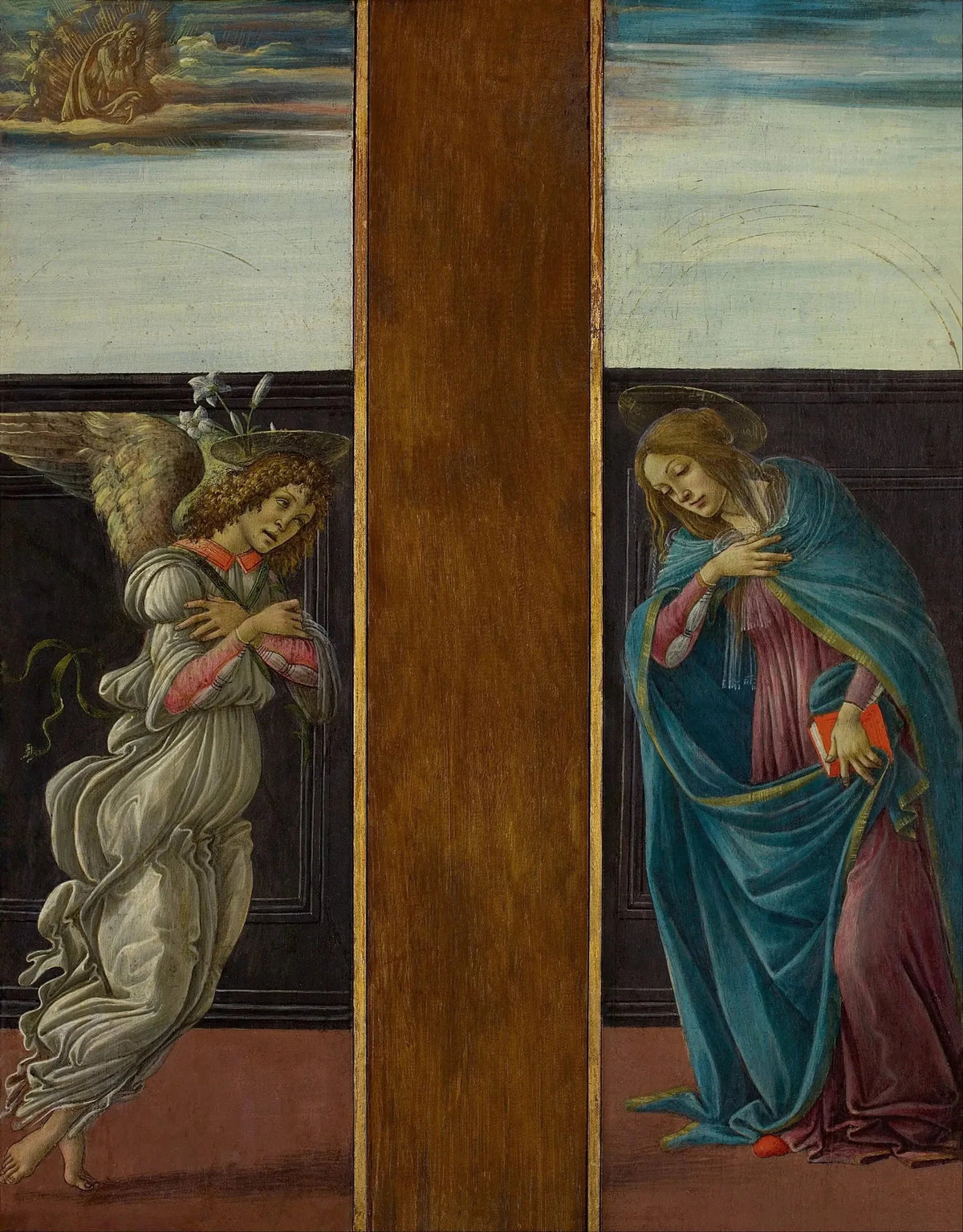 L'Annunciazione: Gabriele e la Vergine, 1495-1498 - Botticelli e bottega