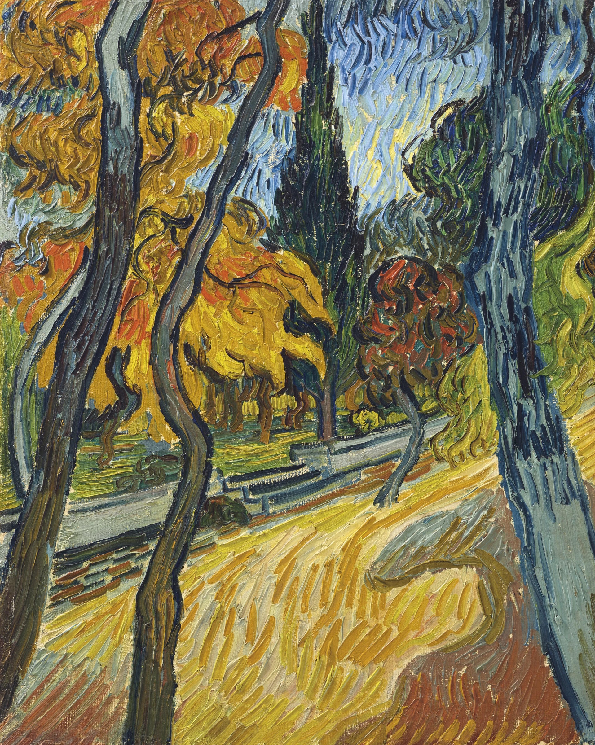 Arbres dans le jardin de l’asile de Vincent van Gogh – reproduction peinture à l’huile