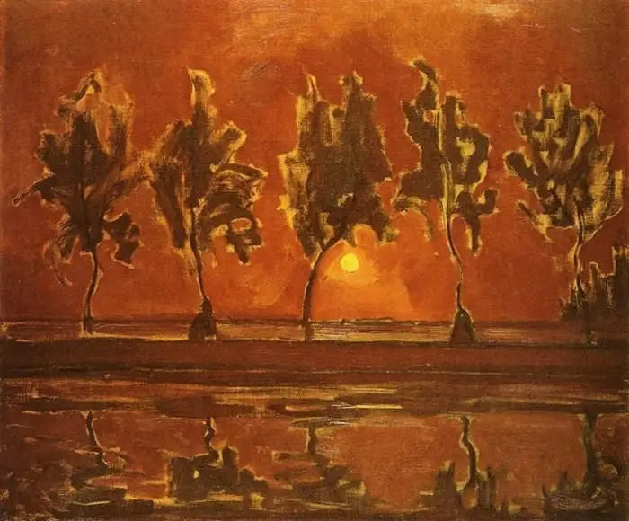 Alberi vicino al Gein all'alba della luna - Piet Mondrian