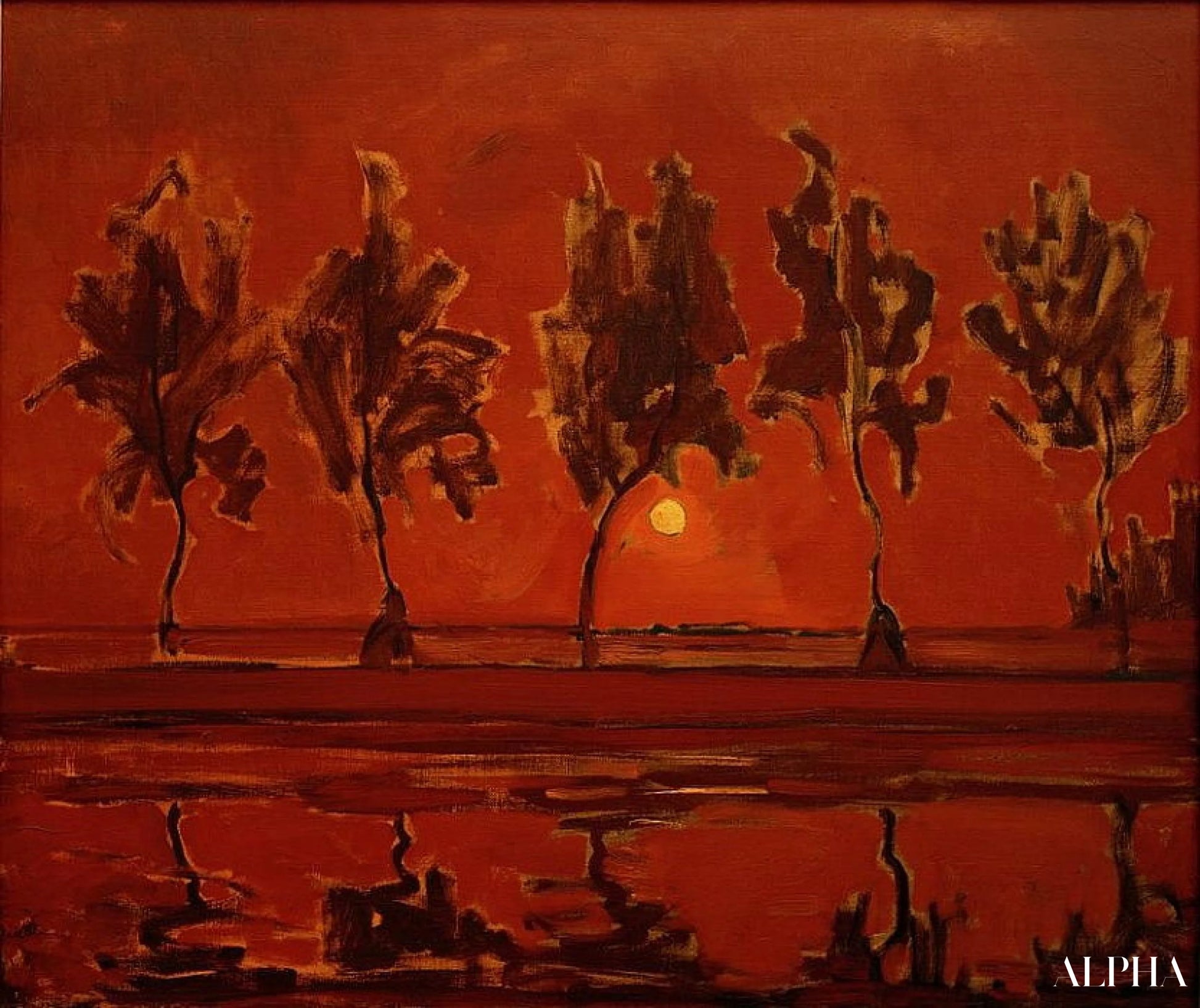 Arbres sur le lever de lune de Gein - Mondrian - Reproductions de tableaux et peintures haut de gamme