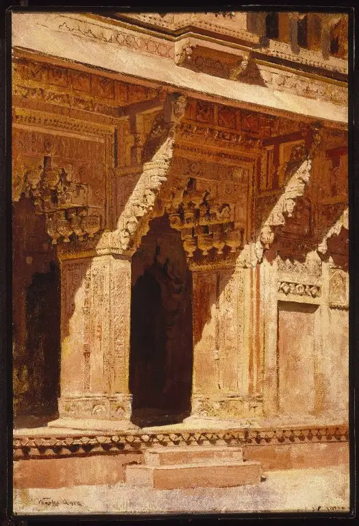 Archi in arenaria rossa lavorata in modo curioso, Fort Agra, India - Edwin Lord Weeks