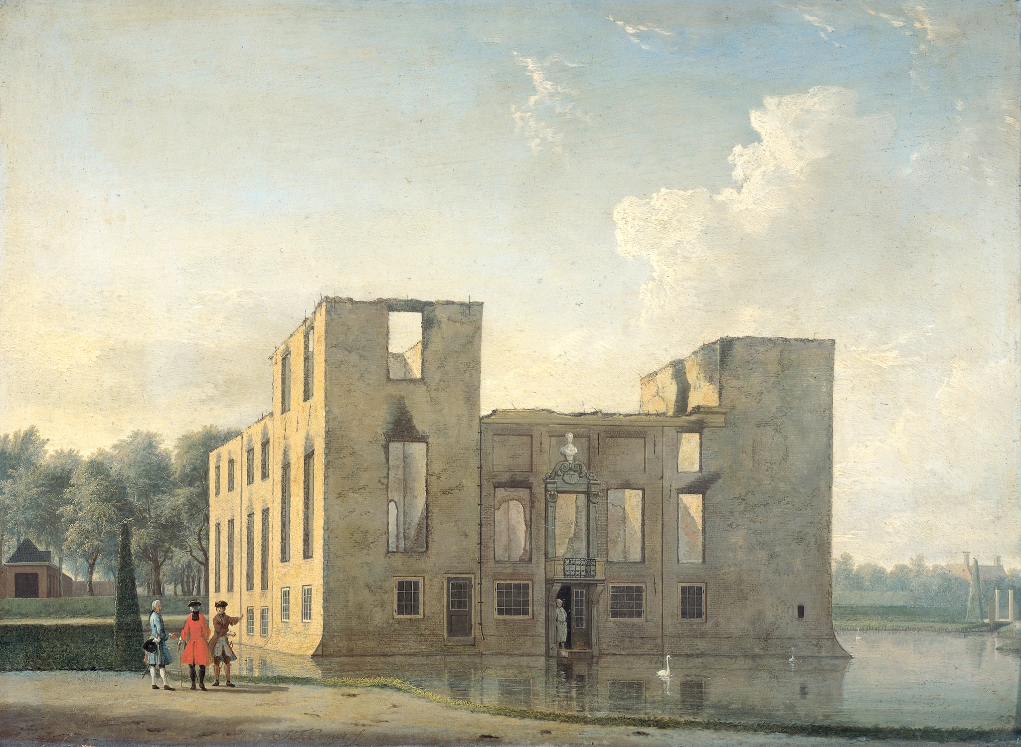 L'arrière du château de Berckenrode à Heemstede après l'incendie - Jan ten Compe