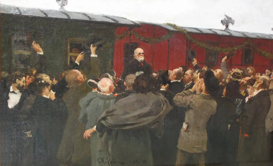 Arrivo di Nikolaï Ivanovitch Pirogov a Mosca in occasione del 50º anniversario delle sue attività scientifiche. - Ilya Repin
