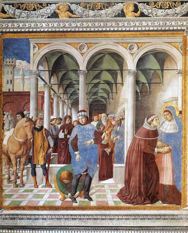 Arrivo di sant'Agostino a Milano (scena 8, muro nord) - Benozzo Gozzoli