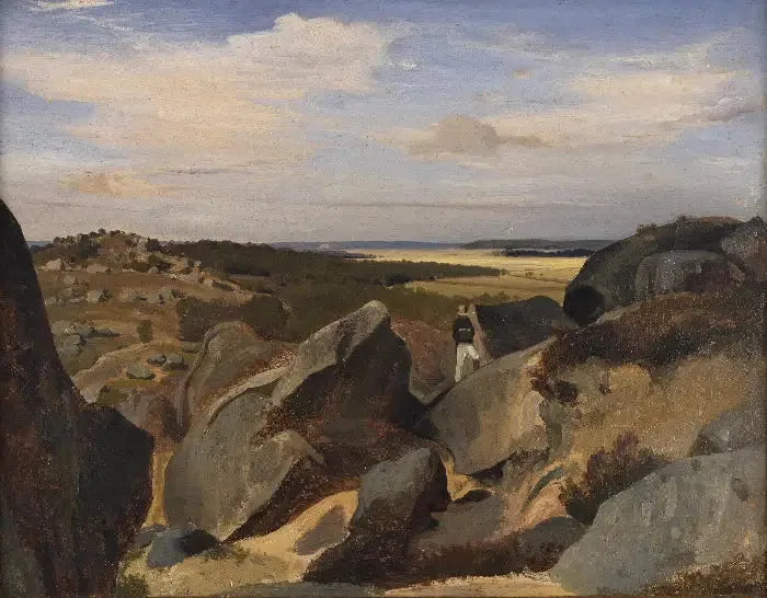 Artista che passa in un caos di rocce a Fontainebleau - Jean-Baptiste Camille Corot