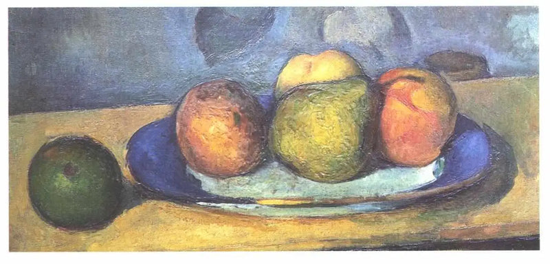 Piatto con bordo blu e frutta - Paul Cézanne