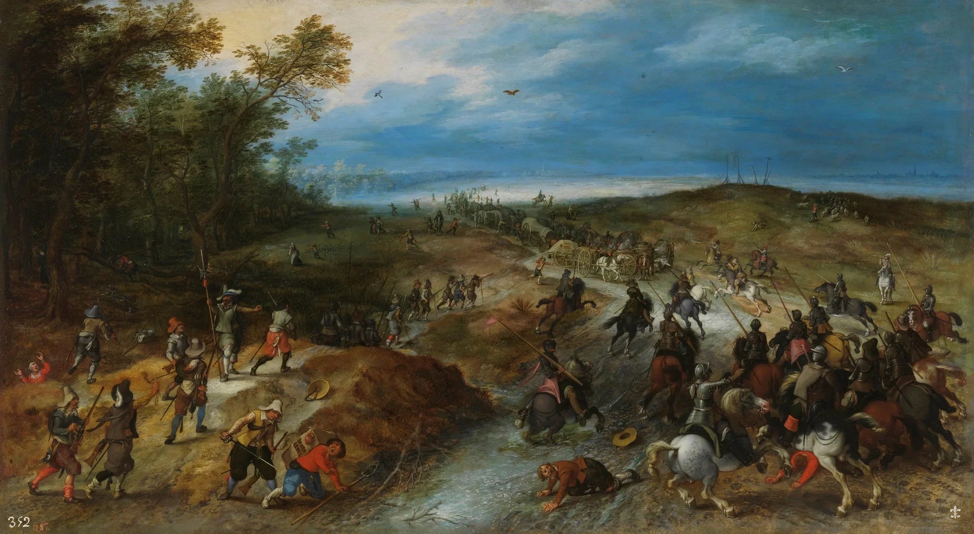 Attaque surprise contre un convoi - Jan Brueghel l'Ancien image 1 reproduction de peinture à l’huile