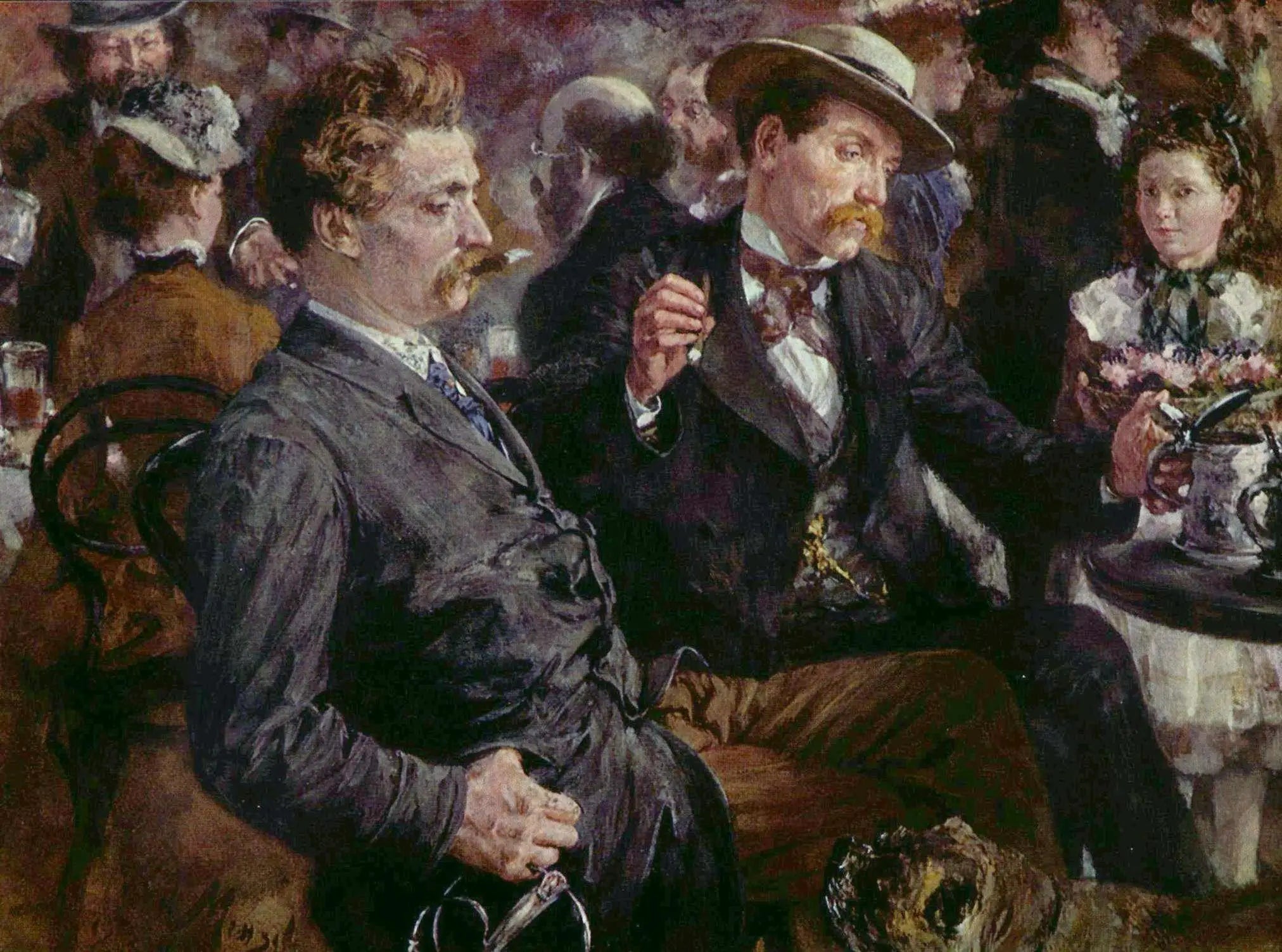 Au biergarten - Adolph von Menzel image 1 reproduction artisanale de tableau