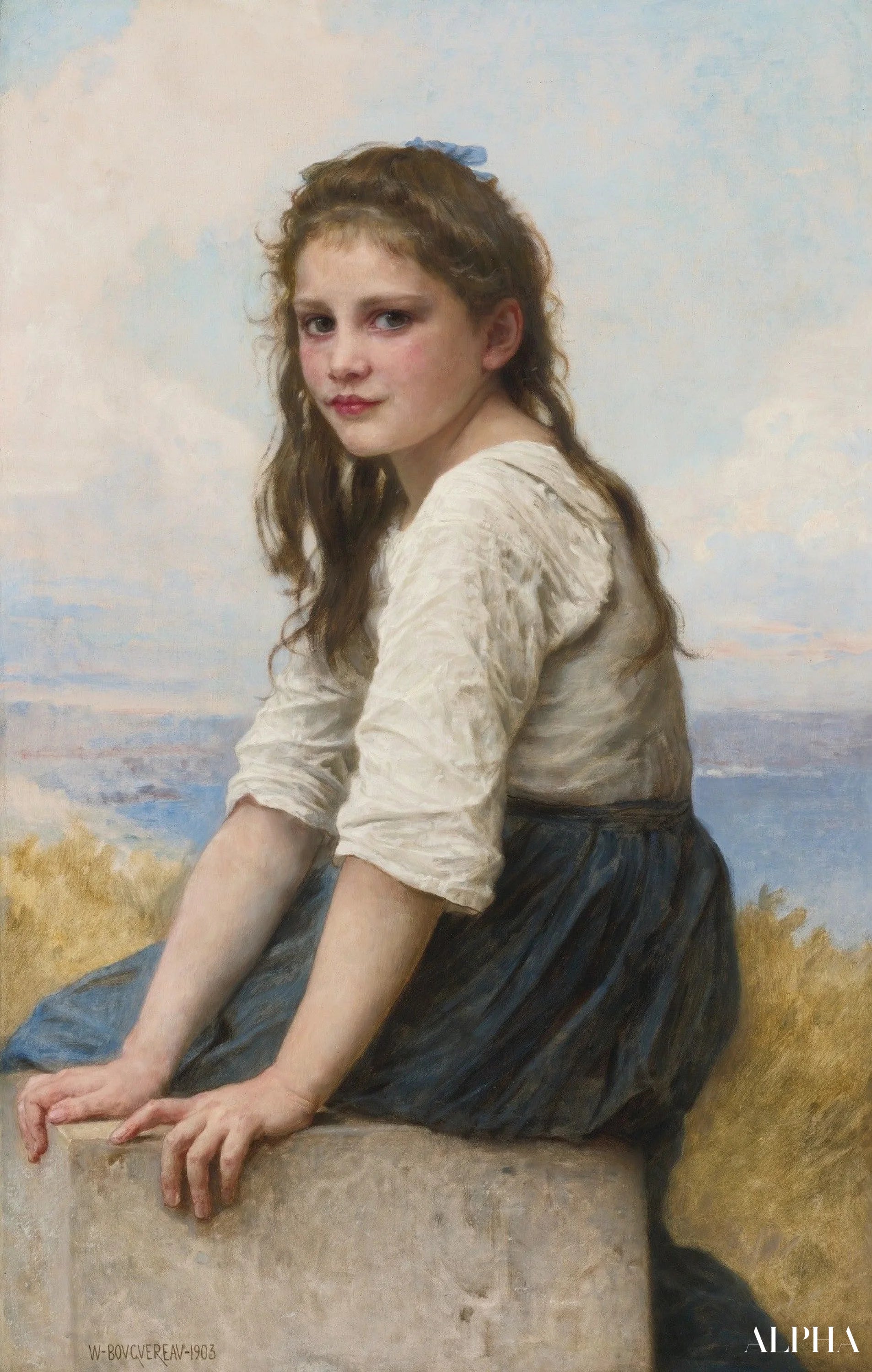 Sulla riva del mare - William Bouguereau - Riproduzioni di quadri e dipinti di alta qualità