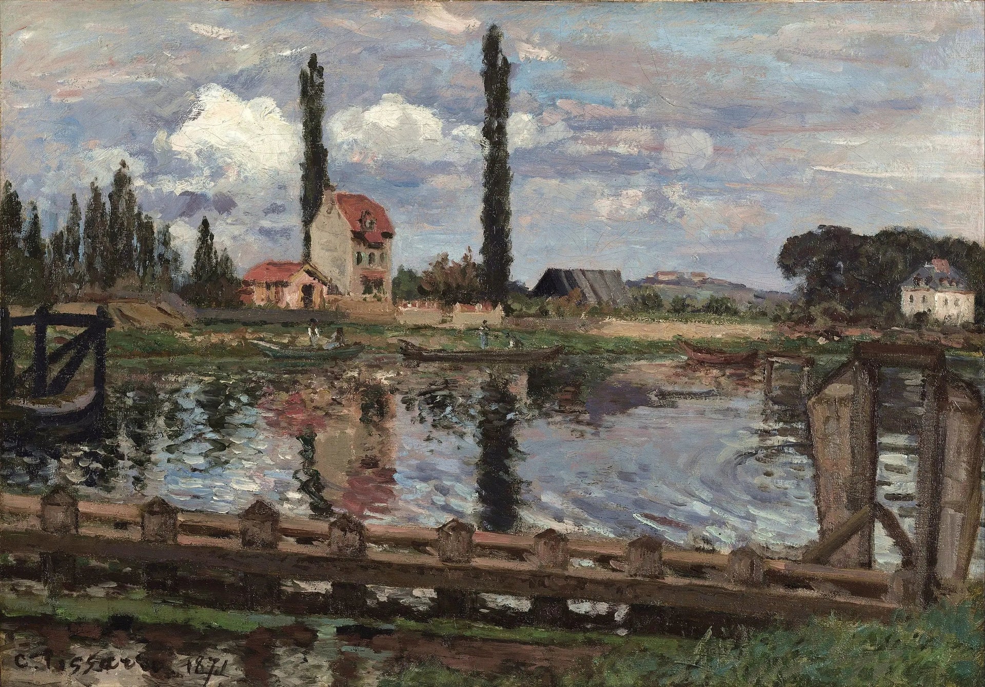 Au bord de la Seine à Port Marly - Camille Pissarro image 1 tableau peint à l’huile sur toile
