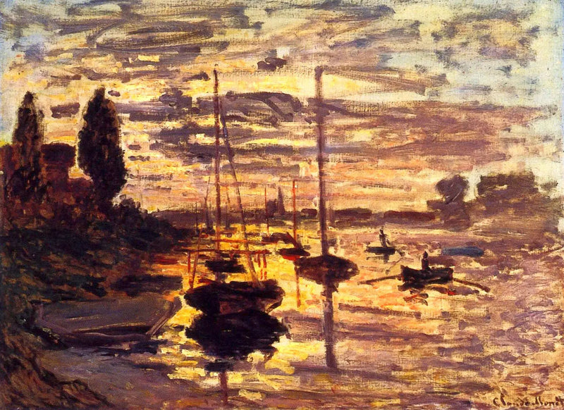 A Petit-Gennevilliers, tramonto del sole - Claude Monet