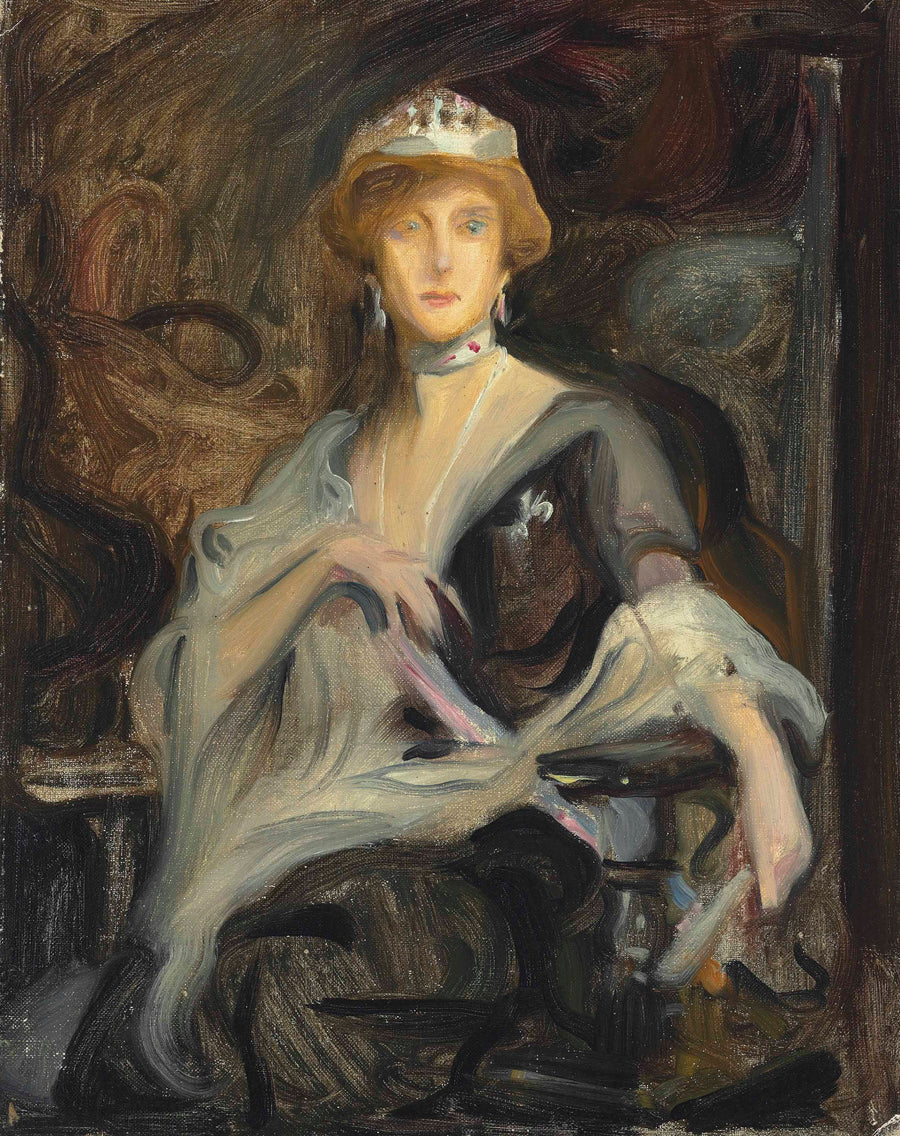 Auguste Victoria, regina del Portogallo, in esilio, studia - Philip de Laszlo