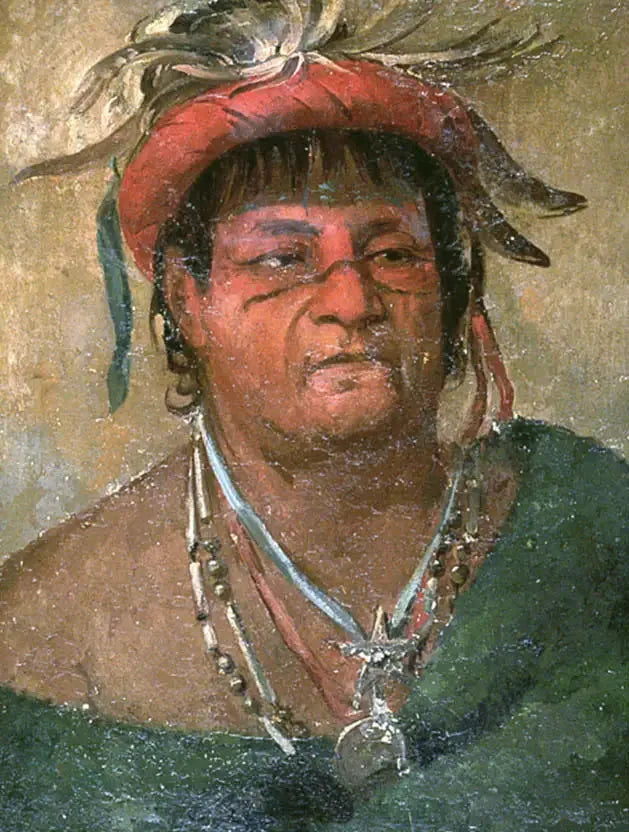 Aúh-ka-nah-paw-wáh, Terra in piedi, un vecchio e valoroso guerriero - George Catlin