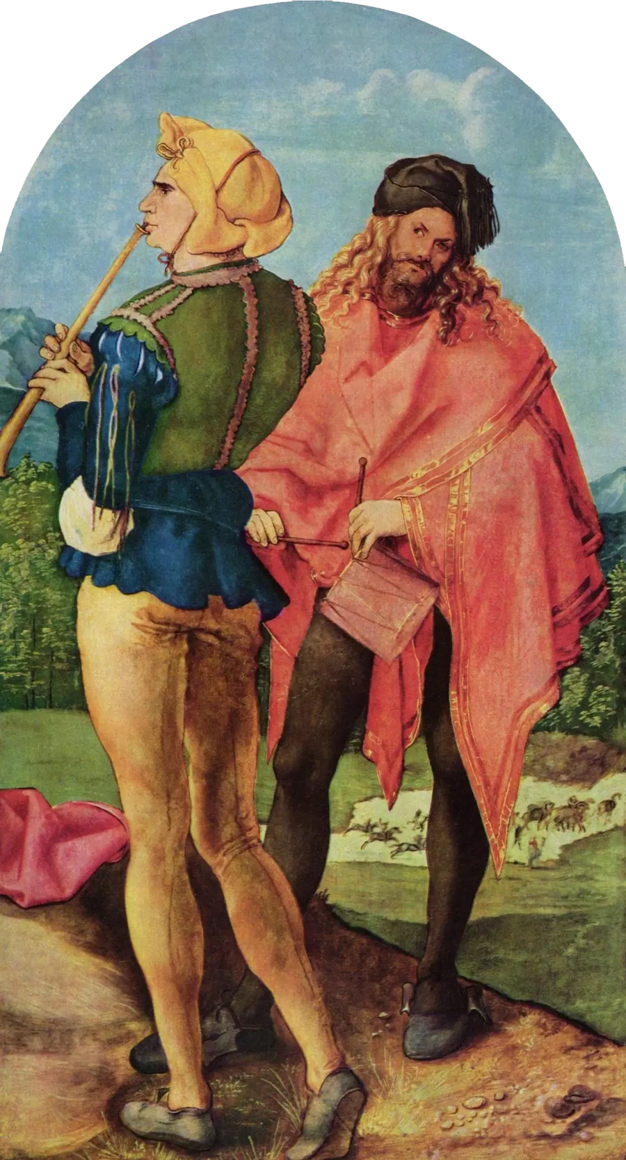 Altare di Jabach: suonatore di cornamusa e batterista - Albrecht Dürer