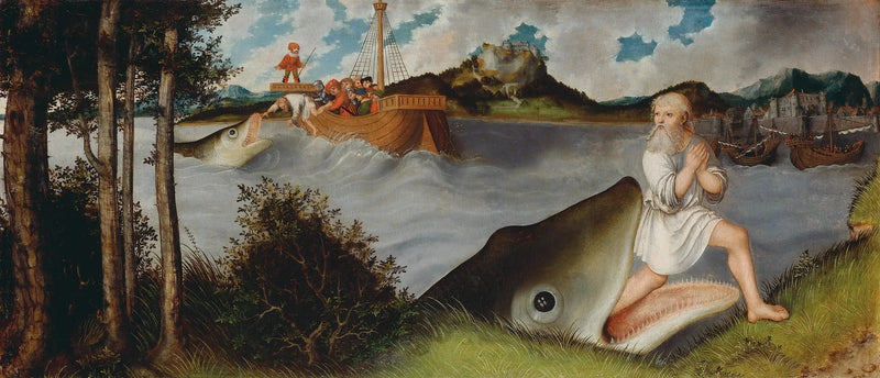 Altare della Madeleine : Jonas e la balena [prédelle] - Lucas Cranach il Vecchio