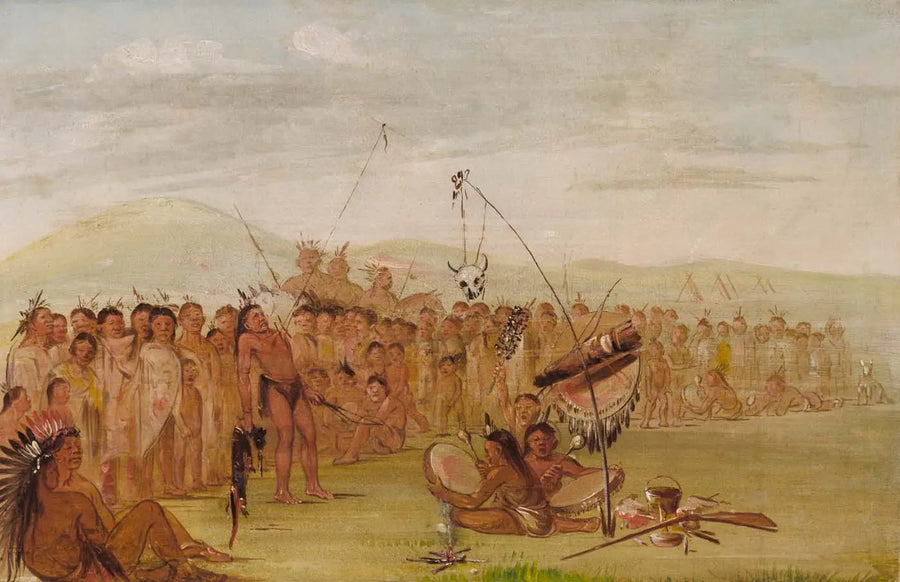 Auto-tortura lors d'une cerimonia religiosa sioux - George Catlin