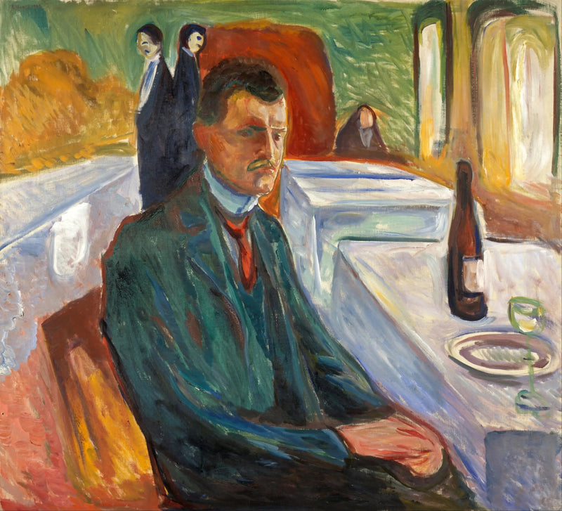 Autoritratto con bottiglia di vino - Edvard Munch
