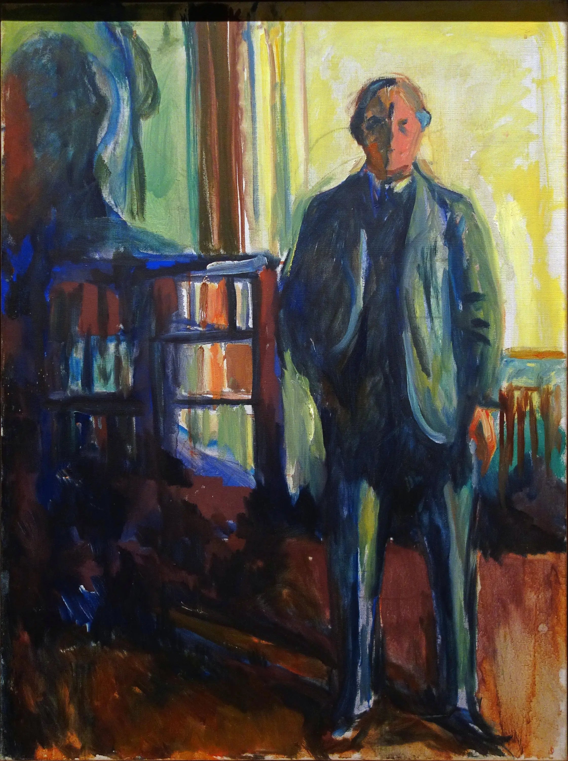Reproduction du tableau « Autoportrait à la main dans la poche - Edvard Munch » par Alpha Reproduction en peinture à l’huile