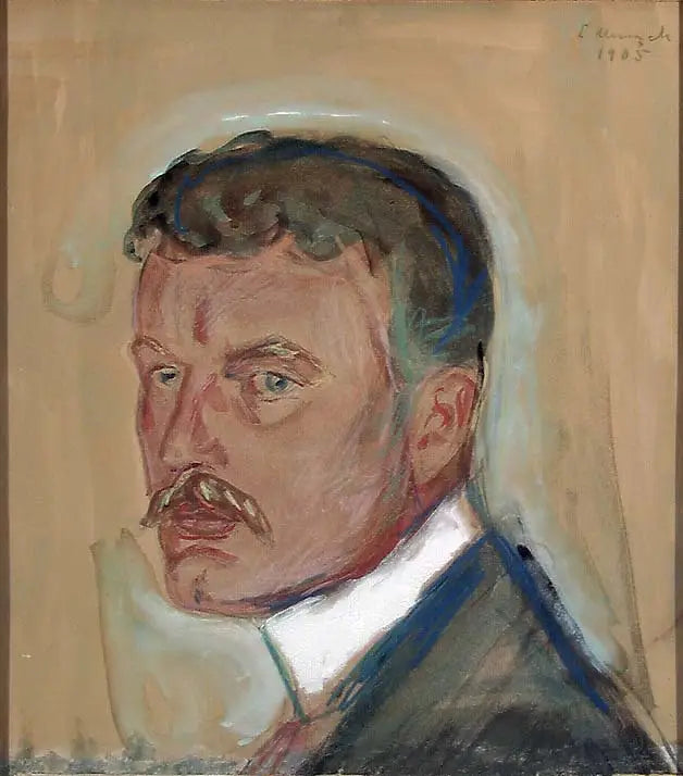 Autoritratto con baffi e colletto starched - Edvard Munch
