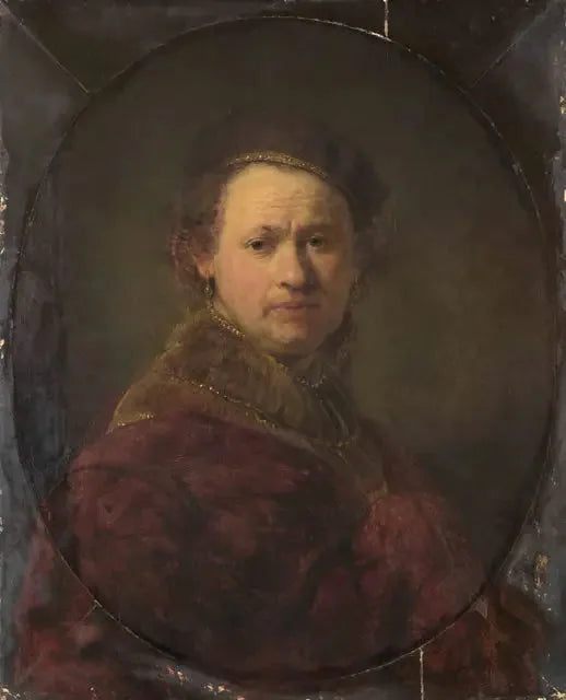 Autoritratto con berretto e mantello rosso - Rembrandt
