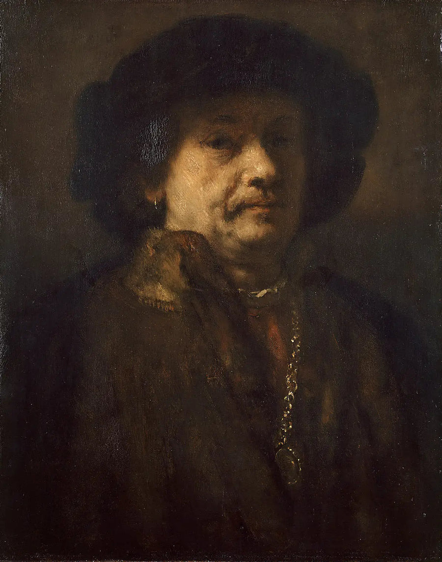 Autoritratto con berretto nero e catena d'oro - Rembrandt