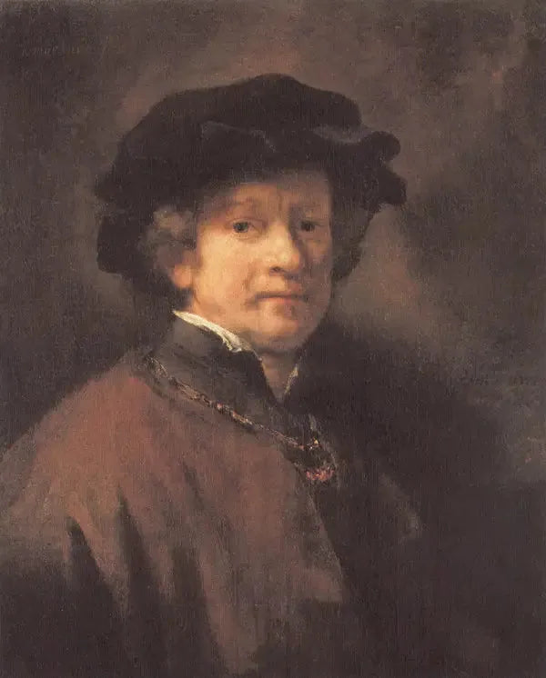 Autoritratto con berretto nero e catena d'oro - Rembrandt