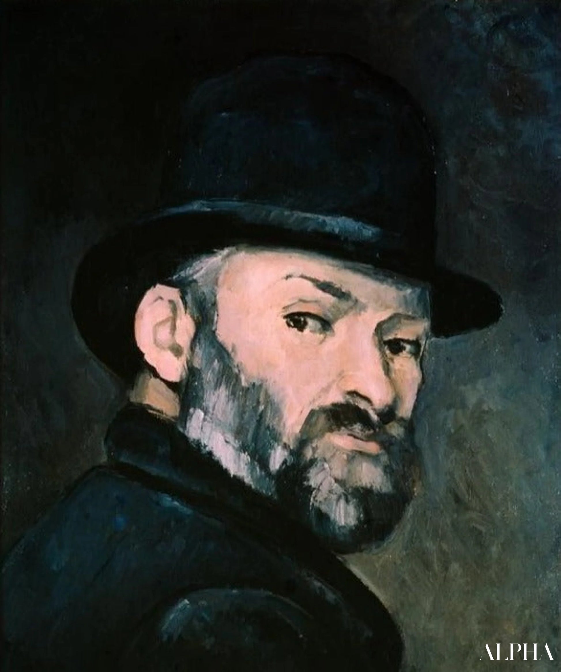 Autoritratto con cappello a cilindro - Paul Cézanne - Riproduzioni di quadri e dipinti di alta gamma