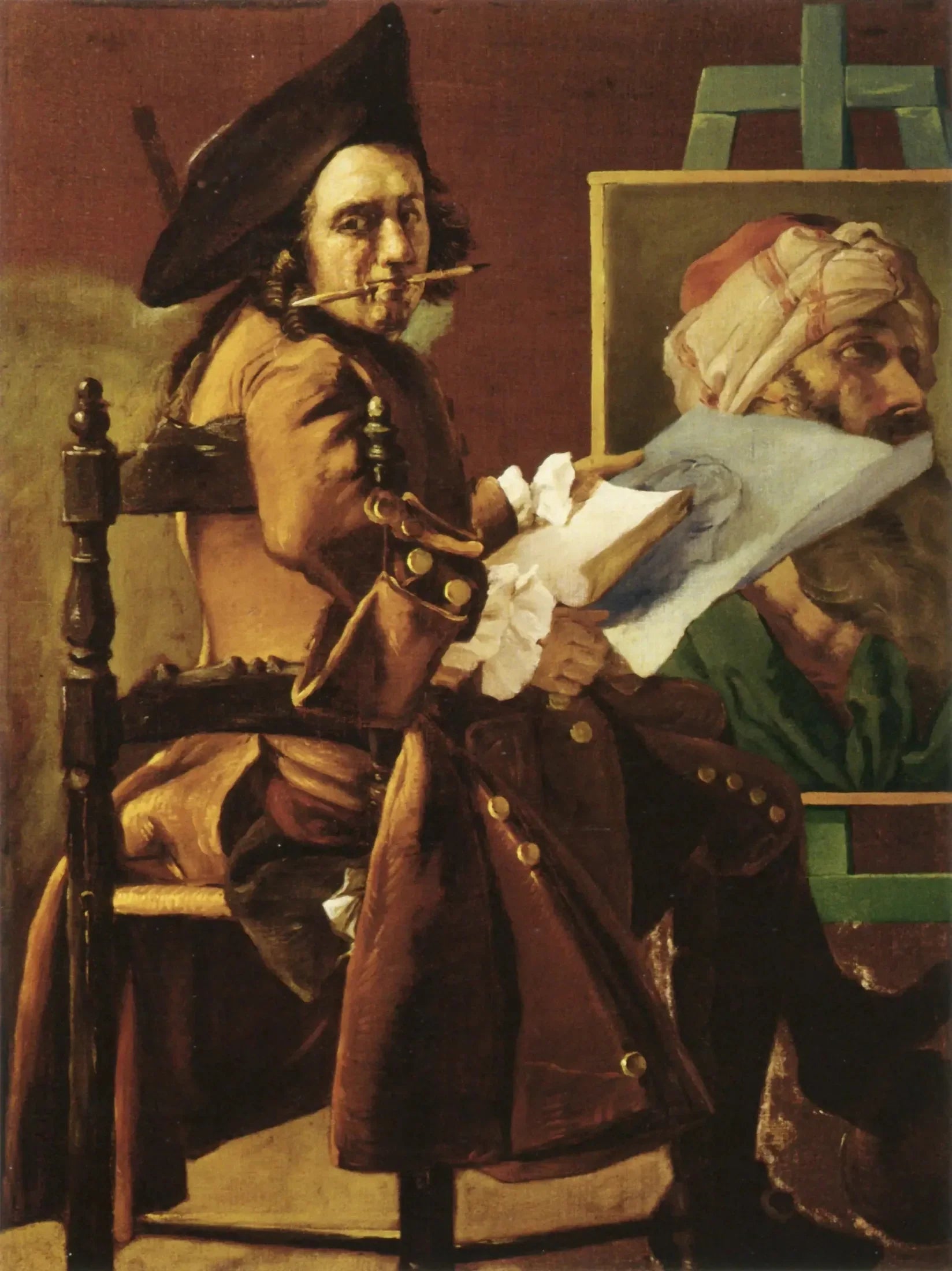 Autoportrait au chevalet - Pierre Subleyras image 1 reproduction artisanale de tableau
