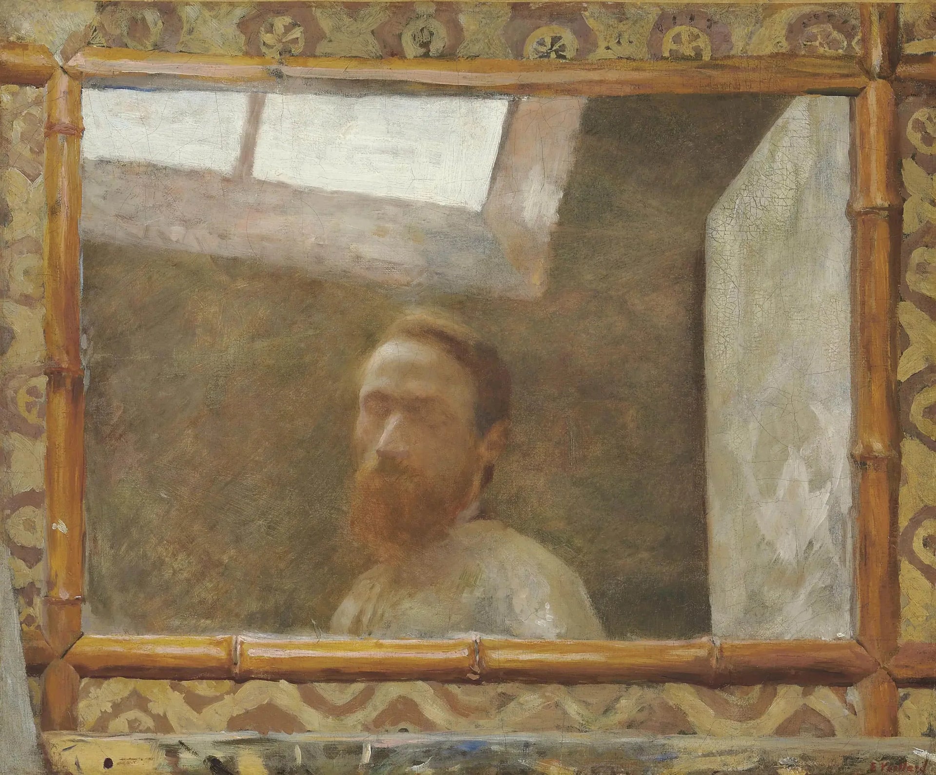Autoportrait au miroir de bambou - Édouard Vuillard image 1 copie de tableau peinte à la main