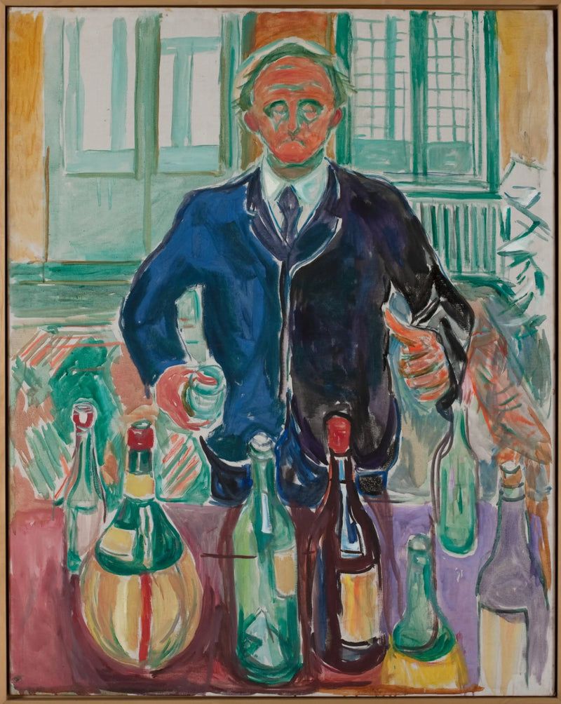 Autoritratto con bottiglie - Edvard Munch