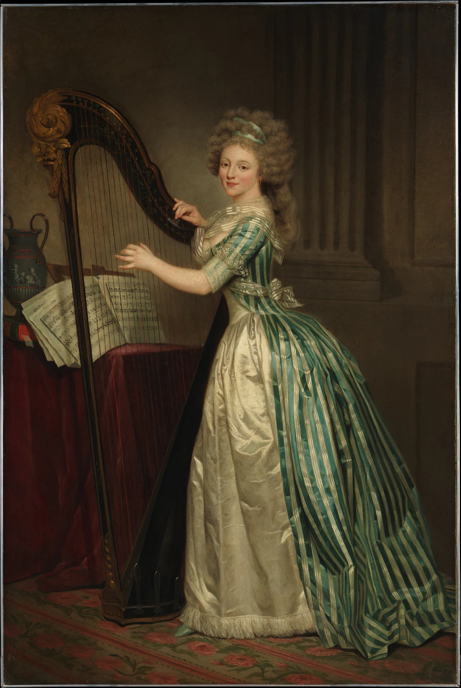 Autoportrait avec une harpe - Rose Adélaïde Ducreux
