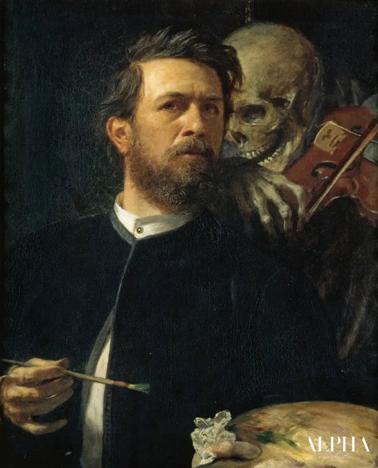 Autoportrait avec la Mort en train de tripoter - Arnold Böcklin - Reproductions de tableaux et peintures haut de gamme