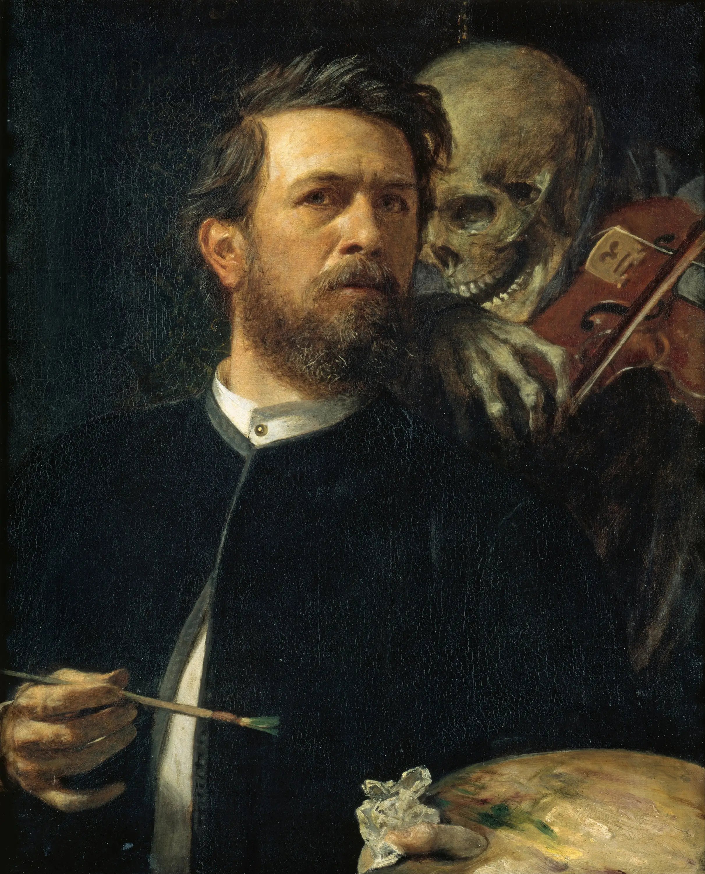Autoportrait avec la Mort jouant du violon - Arnold Böcklin image 1 reproduction d’œuvre d’art à l’huile
