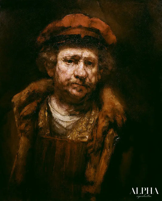 Autoportrait avec un bonnet rouge - Rembrandt van Rijn - Reproductions de tableaux et peintures haut de gamme