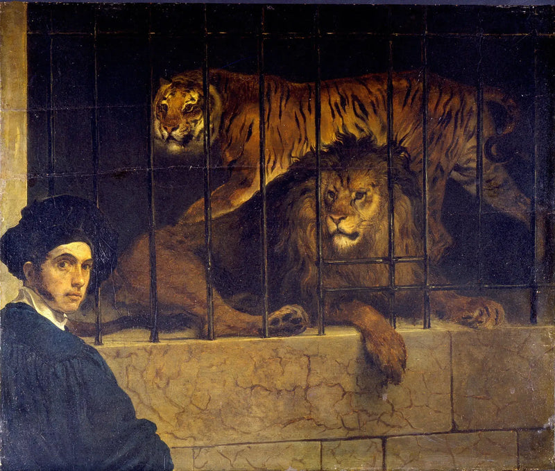 Autoritratto con una tigre e un leone - Francesco Hayez