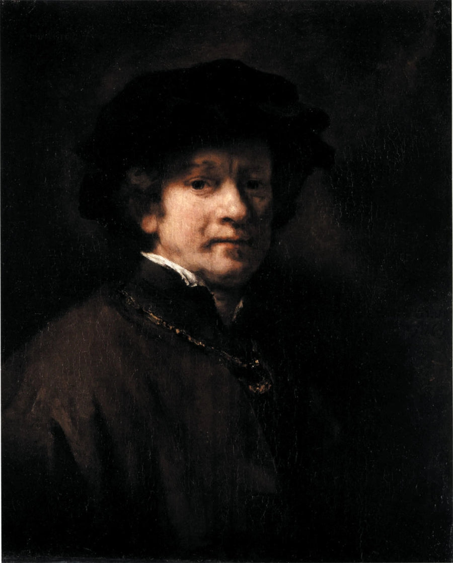Autoritratto con berretto nero e catena d'oro - Rembrandt
