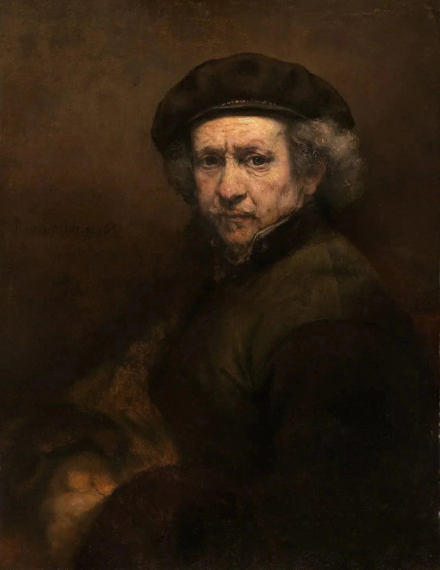 Autoritratto con berretto e colletto dritto - Rembrandt