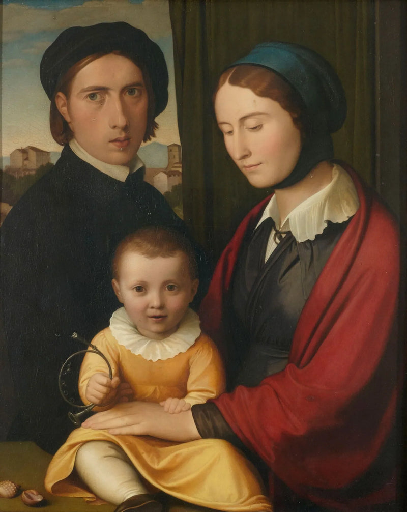 Autoritratto dell'artista con sua moglie e suo figlio Alfons - Johann Friedrich Overbeck
